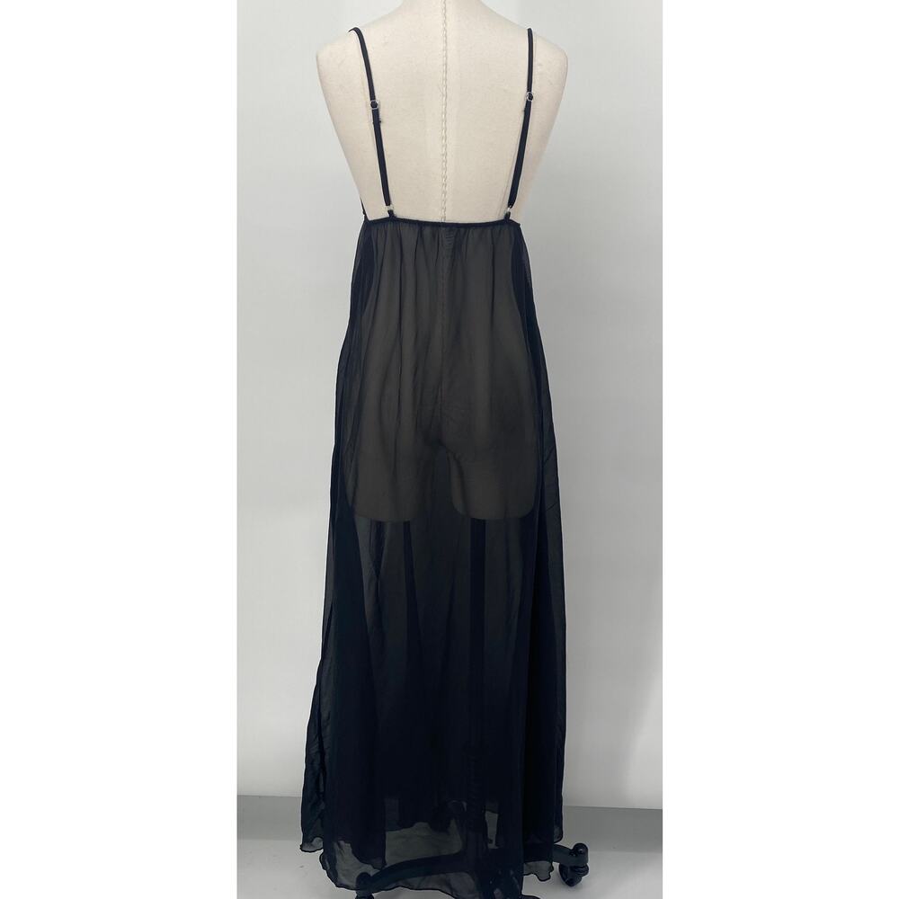 Vintage Y2k Iridescent Sequin Butterfly Nightgown Sheer Maxi Black Womens 2/4 - Picture 8 of 12